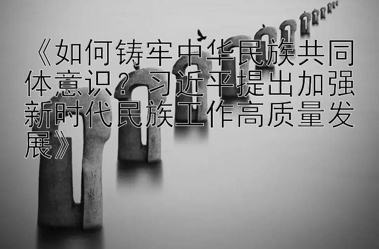 《如何铸牢中华民族共同体意识？习近平提出加强新时代民族工作高质量发展》