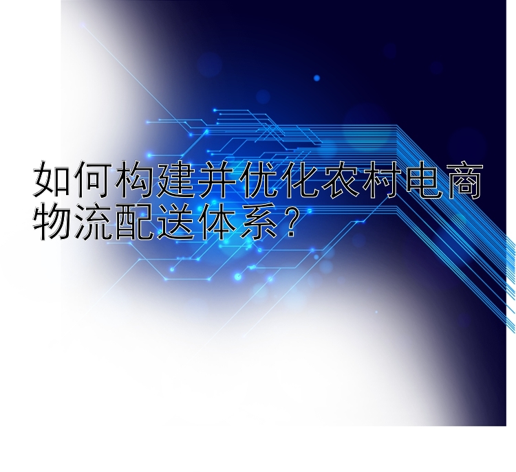 如何构建并优化农村电商物流配送体系？