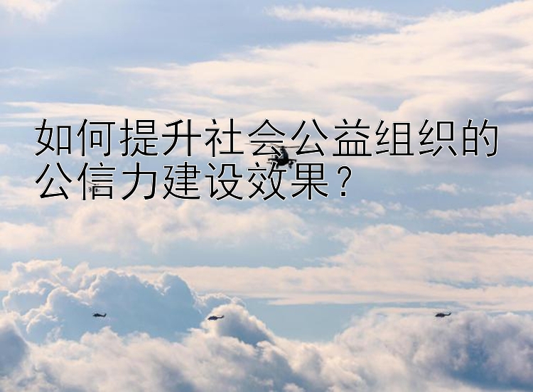 贵州快三开奖结果快 如何提升社会公益组织的公信力建设效果？