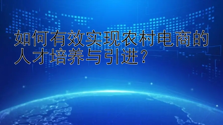 如何有效实现农村电商的人才培养与引进？